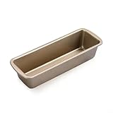Honseadek Molde antiadherente de acero al carbono para un calentamiento rápido y uniforme, ideal para pan y pastel de carne, utensilios de cocina rectangulares dorados (L)