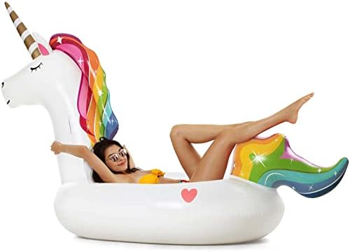 VICKEA Inflatable Pool Floats for Adults and Kids, Water Unicorn Pool Float for Swimming Pool Fun