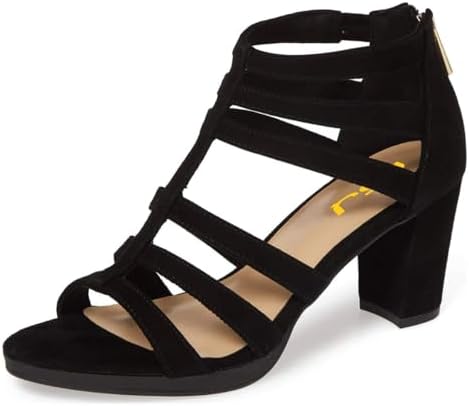 FSJ Women Chunky Mid High Heel Sandals Open Toe T-Strap Pumps Cut...