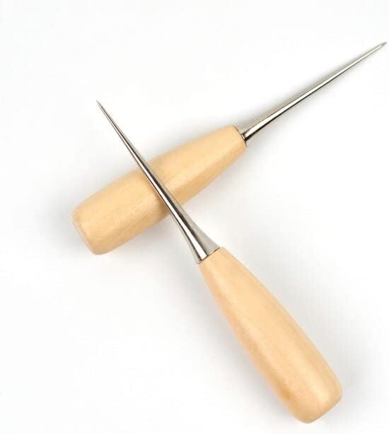 1Pcs Wooden Handle Sewing Awl With Cover Hand Stitcher Leather Punch Tool DIY Tool Leather Sewing Accessories - (Color: 1pcs)
