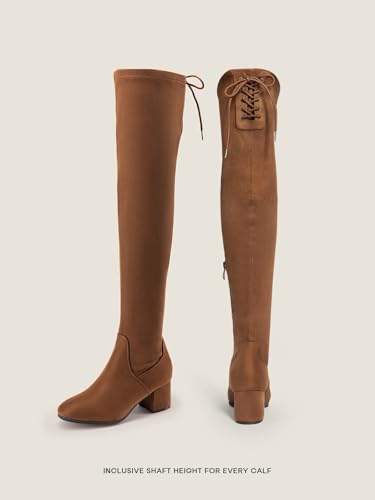 DREAM PAIRS Women's Over The Knee Thigh High Boots,Brown/Suede,9.5 - image 6