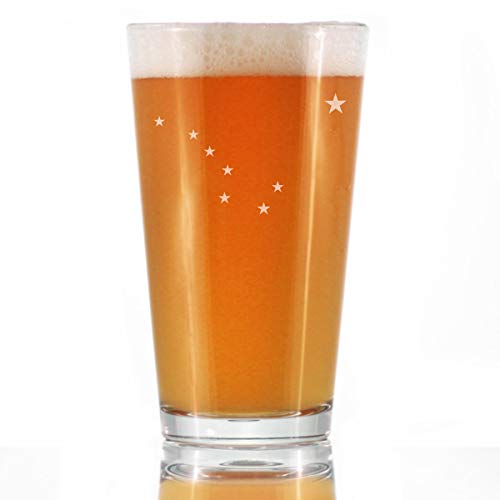 Alaska Flag Pint Glass for Beer - State Themed Drinking Decor and Gifts for Alaskan Women & Men - 16 Oz Glasses