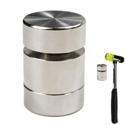 Manual Powder Press Tool Metal Handheld Powder Mold with Rubber Mallet Portable Compact Maker for DIY Coffee Incense & Craft Powder Molding