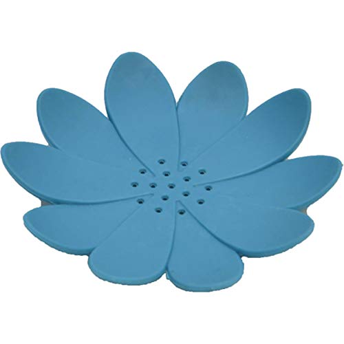 Evideco 6455110 Bath Soap Dish Cup Water Lily Solid Blue, 4.80" L X 4.80" W X 0.11" H #TOP29
