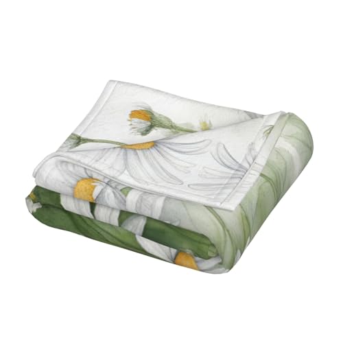 Couverture douce chaude marguerites blanches plaid léger camping voyage 152cm