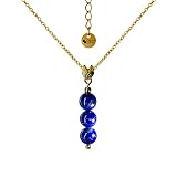 Real Lapis Lazuli Necklace,Gold Necklace for Women, Angel Wing Pendant and Delicate 6MM Ball Beads,