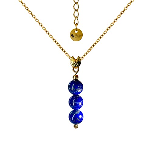 Real Lapis Lazuli Necklace,Gold Necklace For Women, Angel Wing Pendant And Delicate 6Mm Ball Beads, Birthstone Gemstone Necklace For Women, May Gift Of Healing The Mind Necklace #TOP7
