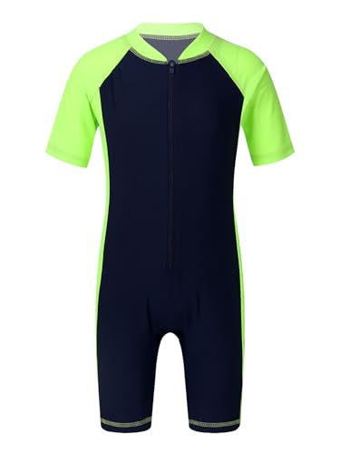 Image of Alvivi Kids Baby Boy Girls Short Sleeve Shorty Swimming Suit UV Sun Protective Zipper One Piece Swimsuit