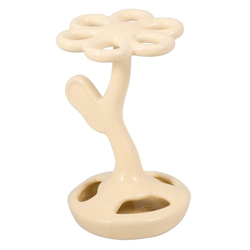 ULTECHNOVO 6 Soporte para cepillos de en Forma de Seta Portacepillos de cerámica Soporte para Maquillaje y cepillos Soporte de Cepillo de de Cepillo de Beige