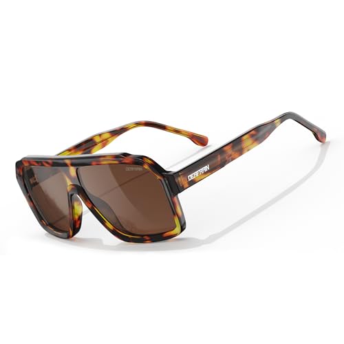 DEAFRAIN Polarized Sunglasses for Men Women, Acetate Pilot Classic Retro 90s UV Protection Fashion Driving Beach Shades