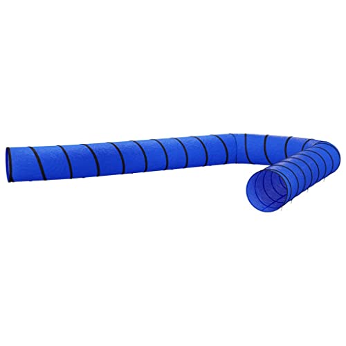 vidaXL Hundetunnel, Spieltunnel mit Heringen Tragetasche, Agility Tunnel Agility Ausrüstung für Hundetraining, Falttunnel für Hunde, Blau Polyester