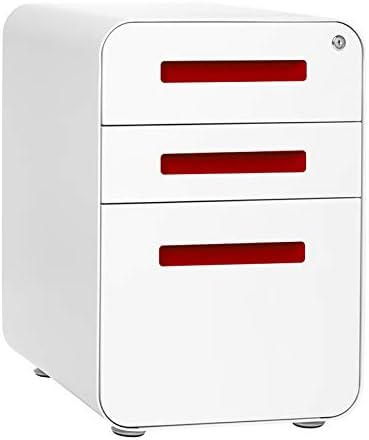 Laura Davidson Furniture Stockpile 3-Drawer File Cabinet, Commercial-Grade (White/Red)