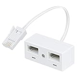 1 Pcs BT Telephone Splitters 2 Way Sockets, Splitter UKTelephone Adapter, UKTelephone RJ11 Male Plug to Double Female Socket Extender, for UKLandline Telephone FAX Modem Cable Adapter and Converter - Image 1
