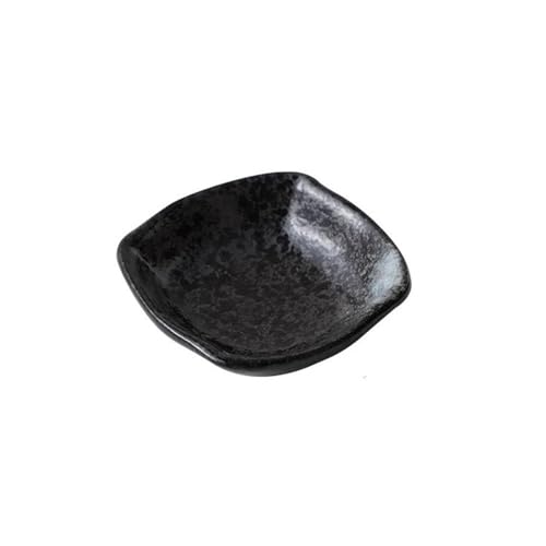 Dh2yjnbf3 Cuencos de Aperitivo Plato de condimentos de cerámica Vintage Plato de Salsa de Soja Plato de vinagre Plato de Caviar de Sashimi Plato de Sushi Plato de Salsa(Negro)