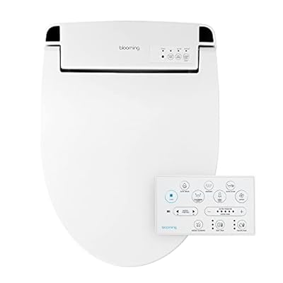 Blooming NB-R1260R Bidet Toilet Seat *Round* Smart Toilet Seat with Stainless Steel Nozzle, Warm Water, Dryer, Heated Seat, Sittable Lid, LED Nightlight - White Round Attachment with Remote Control