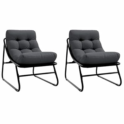 vidaXL Garden Recliner Chairs Set of 2 with Cushions Black 60 x 80 x 71 cm Steel