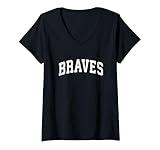 Womens Braves Mascot Vintage Athletic Sports Name Design V-Neck T-Shirt