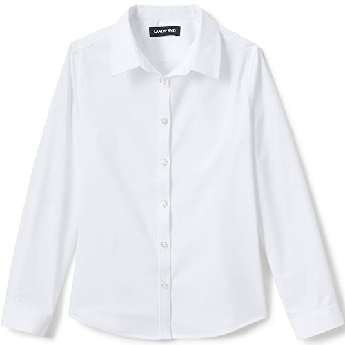 Lands' End School Uniform Girls No Gape Long Sleeve Stretch Shirt