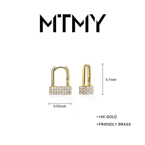 MTMY Huggie Hoop Earrings 14K Gold Plated Cubic Zirconia Dainty Simple Cute Beads Elegant CZ Circle Small Hoop Earring for Women Minimalist Handmade Hypoallergenic Jewelry — view 4