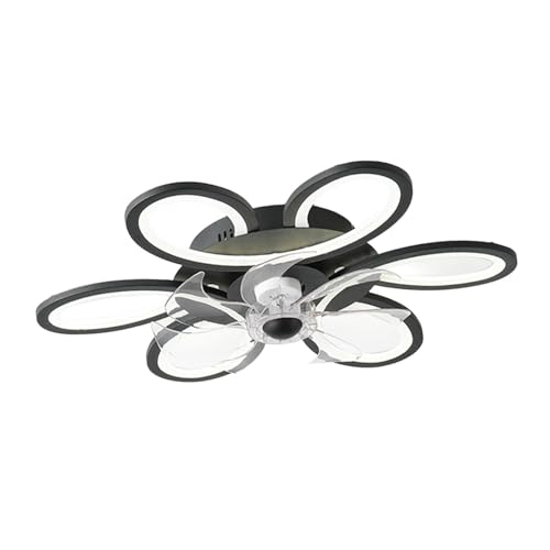 Image of Ceiling Fan Light Fixture for 8-12M2 Mute Fan Lamp for Cafe Living Room Dorm black|Ceiling Fans|Home & Garden