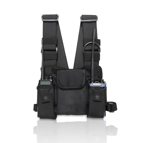 Leopacat Holster Radio, Sac de Poitrine, Sacs de Harnais de Poche de Poitrine pour Talkie Walkie Radio sur L'épaule Gilet Tactique étui de Plate Forme Sangle...