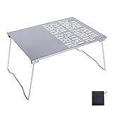 iBasingo Titanium Mini Folding Table 2 in 1 BBQ Grill Net Frying Plate Outdoor Camping Picnic Hiking Campfire Charcoal Barbecue Grill Smoker BBQ Small Desk Tabletop Ti2023C