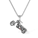pendentif homme biker Artisanat Intricat: Chaque détail, du moteur texturé de la moto aux pommettes définies du crâne, est sculpté avec précision, mettant en valeur une artisanat expert qui célèbre à la fois des influences mécaniques et d'art sombre.