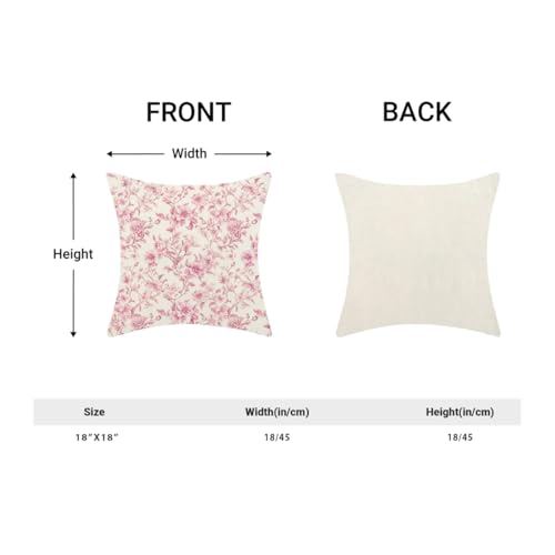 Sorktse Pink Pillow Covers 18x18 Inch Vintage Pink Floral Throw Pillow Covers Set of 2 Chinoiserie Farmhouse Outdoor Pillow Cases Home Decor for Living Room Bedroom Linen Square Cushion — view 5