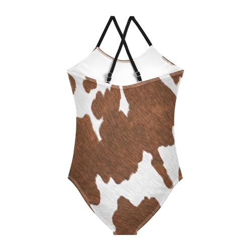 CHIFIGNO Cow Spots Bathing Suits Girls, Toddler Girl One Piece Swimsuit Sport Summer Beach Swimwear for 3 Years Old2