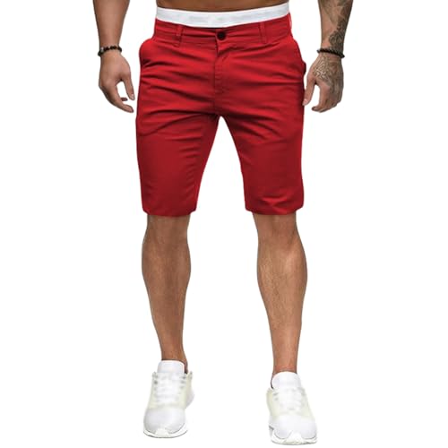 evzosrz Chino Shorts for Men Fashion Summer Button Stretch Golf Short Pants Solid Color Slim Fit Business Comfy Golf Shorts