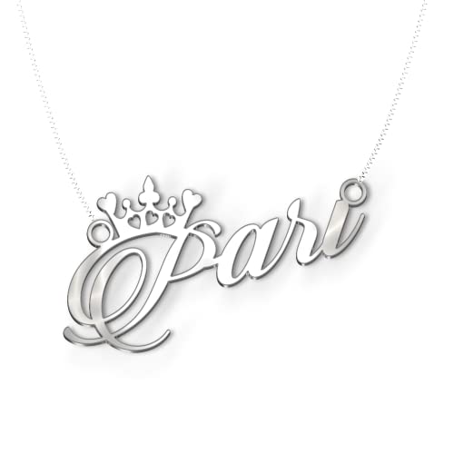 Image of Pari Cursive Gold & Silver Name Pendant Necklace, Best Jewelry Gift for Girls.