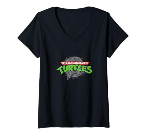 Womens Teenage Mutant Ninja Turtles Manhole Cover Logo V-Neck T-Shirt