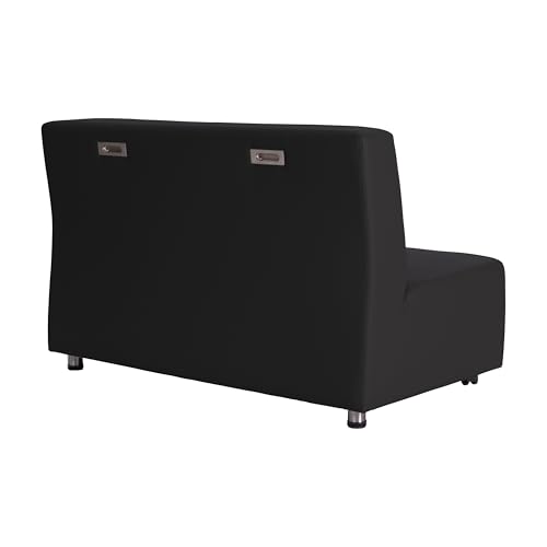 Image of FDP Pro Series Upholstered Armless Mobile Sofa with Locking Casters for Portability Commercial Seating for Hotel Lobby, Office, Restaurant, Waiting Room, Home - Black