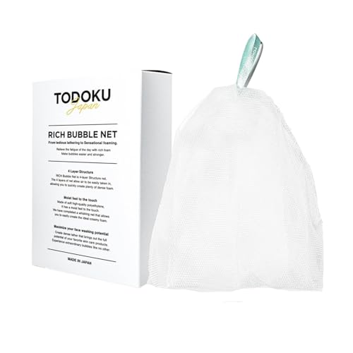 TODOKU JAPAN Rich Bubble Face Wash Soap Net, 4 Layer Mesh, Marshmallow Whip Maker (TURQUOISE)
