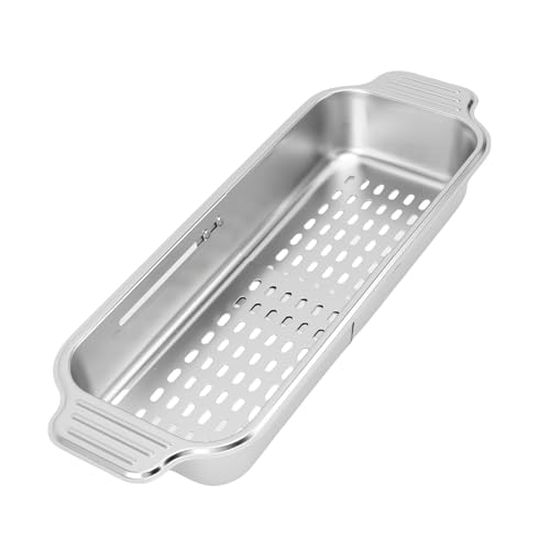 Yechiry Colador para Fregadero, Acero Inoxidable 304, Colador para Desagüe de Cesta Extensible para Frutas, para Lavar Verduras y Frutas en la Cocina, Escurrir Platos y (Pequeño)