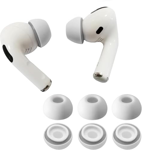 KASOTT Verbesserte Ohrstöpsel aus Memory-Schaum für AirPods Pro 1. und 2. Generation, Bequeme Schaumstoff-Ohrstöpsel, bessere Geräuschunterdrückung, 3 Paar Ersatzspitzen (White, Large)