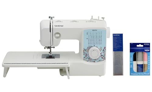 Brother XR3774 Sewing and Quilting Machine, 37 Built-in Stitches, Wide Table, 6-Pack Premium Thread and Water-Soluble Stabilizer Roll Included