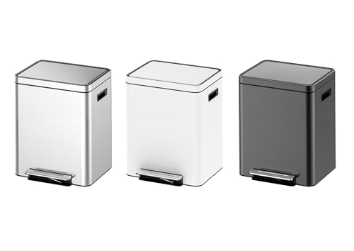 Caneca de basura rectangular acero inoxidable 36L doble