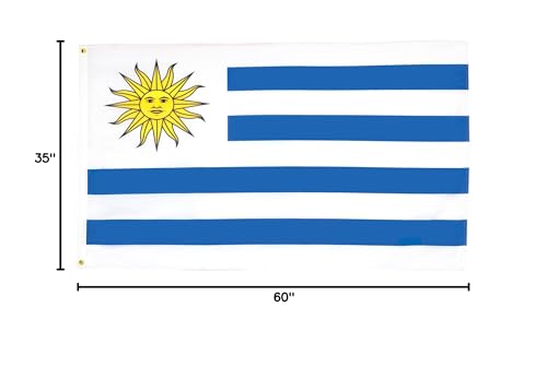 Image of AZ FLAG - Uruguay Flag - 3x5 Ft - 100D Polyester Uruguayan Banner with Two Metal Grommets - Fade Resistant - Vivid Colors - 3' x 5' Feet - 150x90 Cm