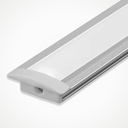 LEDBRITE LED Aluminium Profile 2M / 6.6FT LED Aluminium Channel ALP2507 LED Aluminium Profile with Cover. LED Channels and Diffusers with End Caps and Mounting Clips Recessed Chrome (4)