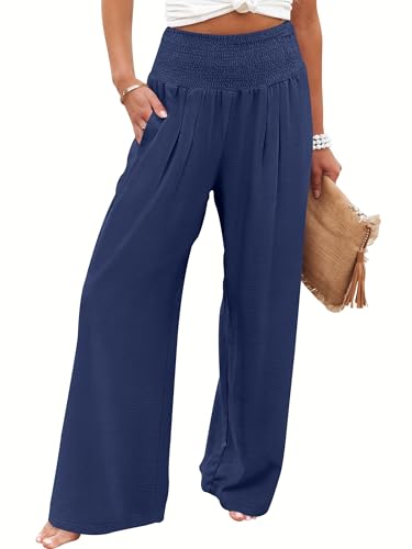 ANRABESS High-Waisted Palazzo Lounge Pants (Navy)