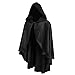 JPXH Medieval Cloak with Hood Short Hooded Cape for Adult Men and Women Halloween Renaissance Black