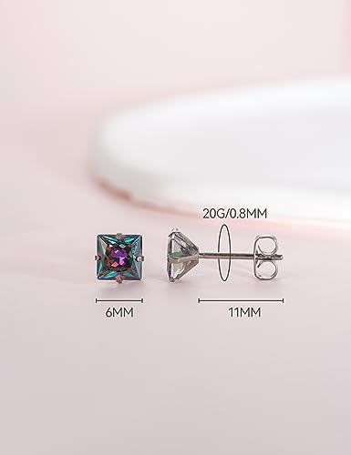 Limerencia Hypoallergenic G23 Titanium Earrings, F136 Implant Grade Pure Titanium Medical, Suitable for Sensitive Ears with Birthstone Crystals CZ Simulated Diamonds3