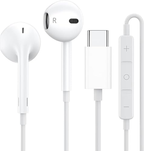 Image of Original Type-C Wired Earphones for iPhone 15 /15 Pro /16 /16 Pro /17 Series | Hi-Fi Stereo Sound, Deep Bass, Noise-Isolating Mic, Plug-and-Play (USB Type C)