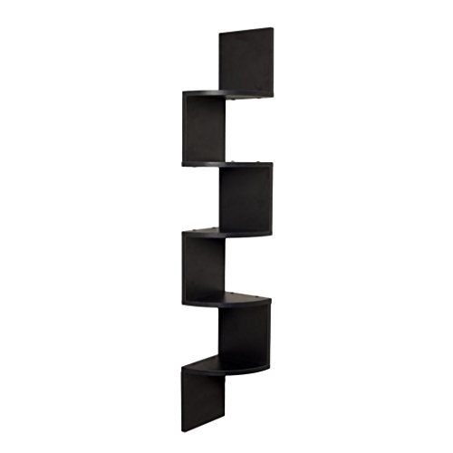 Étagère d'angle en forme de zigzag au design géométrique asymétrique noir - 4