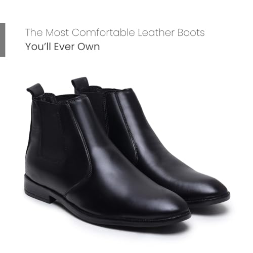 Image of HAYES LONDON Chelsea Boots For Man | Genuine Leather High-Top Slip-On Shoes | Comfortable Formal Shoes for Men | Stylish Office, Party & Casual Wear Fashion Boots