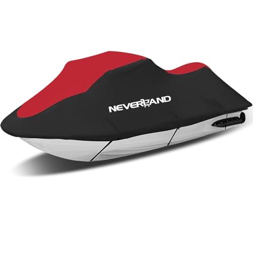 Image of NEVERLAND Waterproof Jet Ski Cover - Compatible with Yamaha Seadoo, Jet Ski Covers 2 3 Seater UV Resistant Heavy Duty Cover with 2 Air Vents Suitable for 2 3 Seater Lengths 115'' to 120 inch(Red)