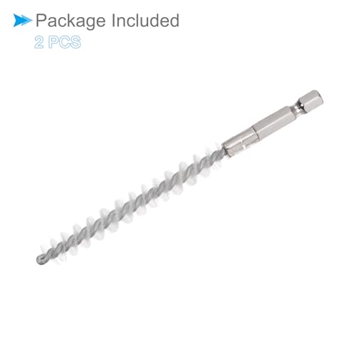Image of Bore Brush, 8mm Dia 75mm Length, Nylon Twisted Cleaning Wire Brushes with 1 /4 inch Hex Shank - (Applications: for Power Drill), 2-Pieces