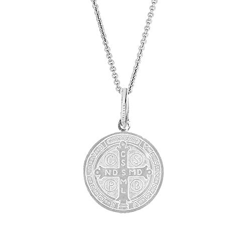 Ritastephens Sterling Silver San Benito St Saint Benedict Medallion Medal Pendant Necklace (3 sizes)2