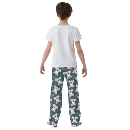 Koala Fruits Leaves Boys Long Pants Soft Trousers Elastic Waist Kids Lounge Bottoms with Pockets S-XL3